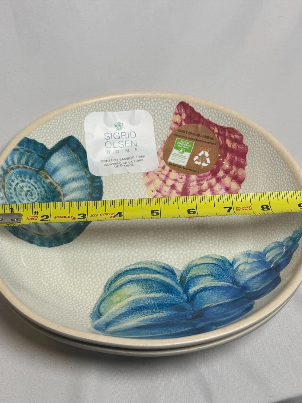 Sigrid Olsen Shell Motif Stoneware Plates in Blue, Pink & Teal